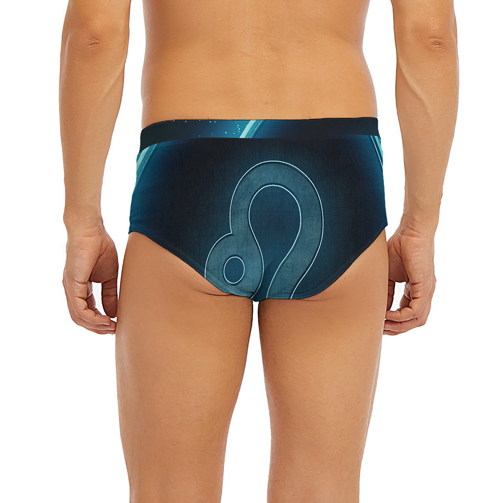 Blue Leo Zodiac Sign Print Men's Briefs