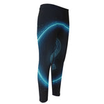 Blue Leo Zodiac Sign Print Men's Compression Pants