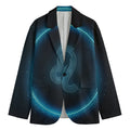 Blue Leo Zodiac Sign Print Men's Cotton Blazer
