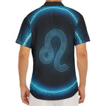 Blue Leo Zodiac Sign Print Men's Deep V-Neck Shirt
