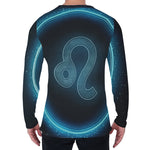 Blue Leo Zodiac Sign Print Men's Long Sleeve T-Shirt