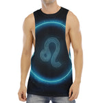 Blue Leo Zodiac Sign Print Men's Muscle Tank Top