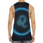 Blue Leo Zodiac Sign Print Men's Muscle Tank Top