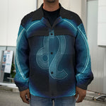 Blue Leo Zodiac Sign Print Men's Shirt Jacket