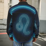 Blue Leo Zodiac Sign Print Men's Shirt Jacket
