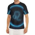 Blue Leo Zodiac Sign Print Men's Short Sleeve Rash Guard