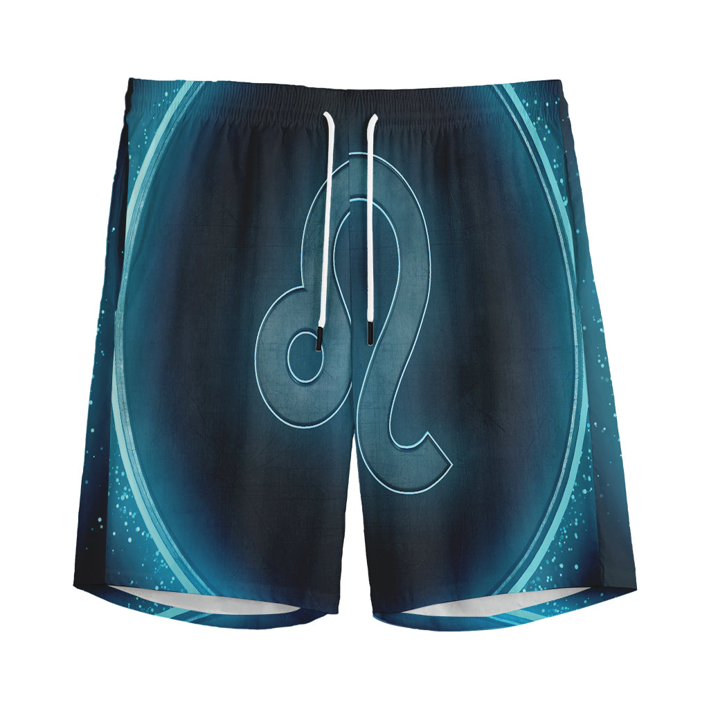 Blue Leo Zodiac Sign Print Men's Sports Shorts