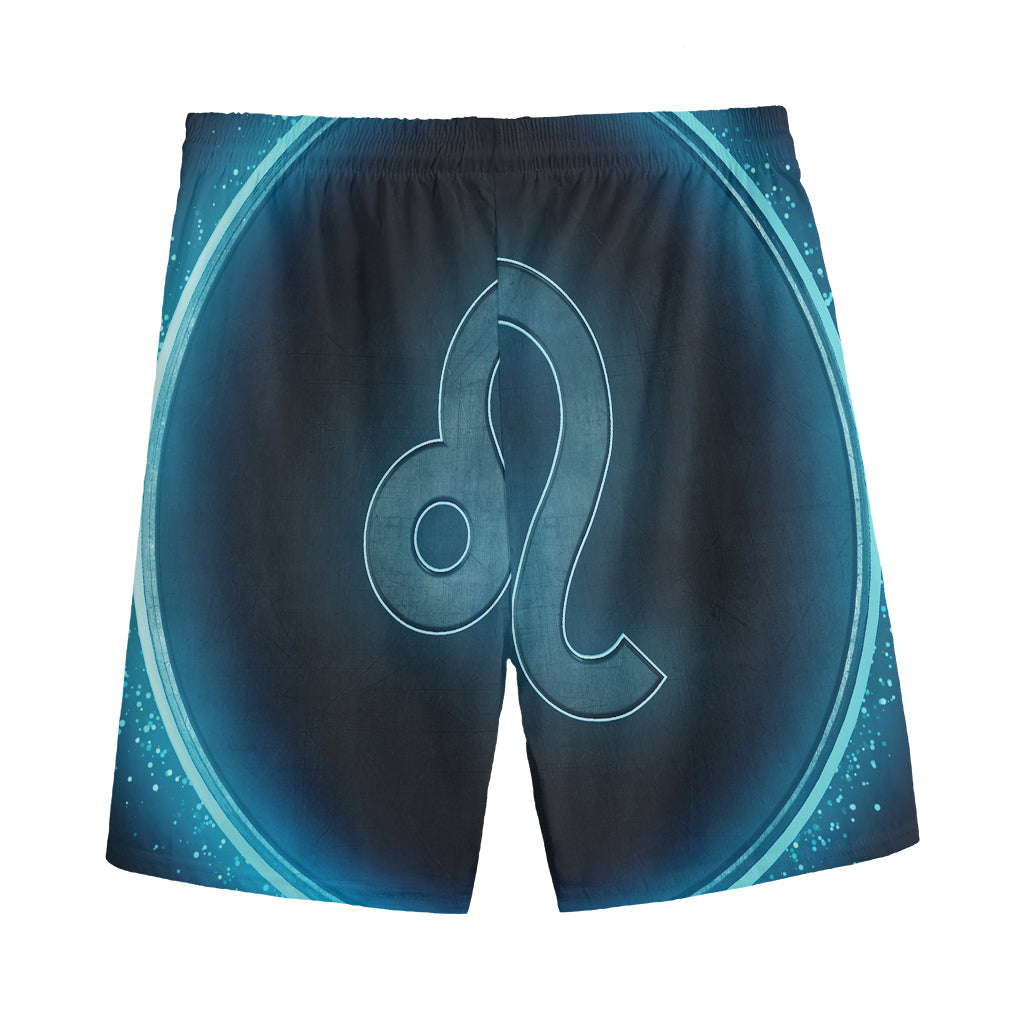 Blue Leo Zodiac Sign Print Men's Sports Shorts