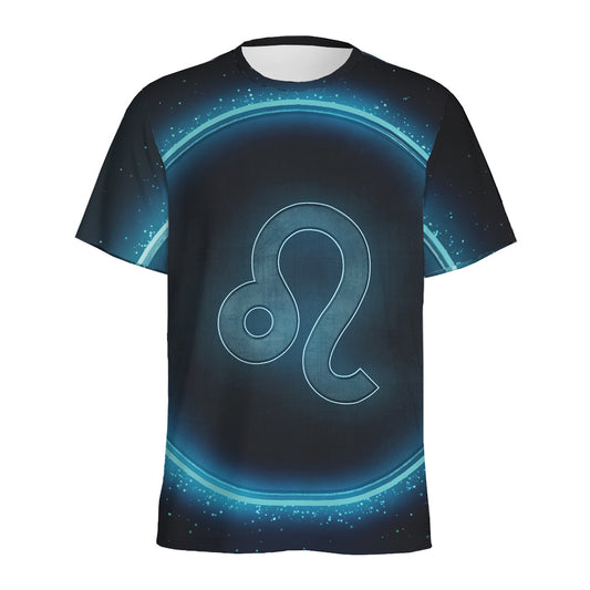 Blue Leo Zodiac Sign Print Men's Sports T-Shirt