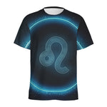 Blue Leo Zodiac Sign Print Men's Sports T-Shirt