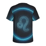 Blue Leo Zodiac Sign Print Men's Sports T-Shirt
