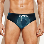 Blue Leo Zodiac Sign Print Men's Swim Briefs