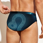 Blue Leo Zodiac Sign Print Men's Swim Briefs