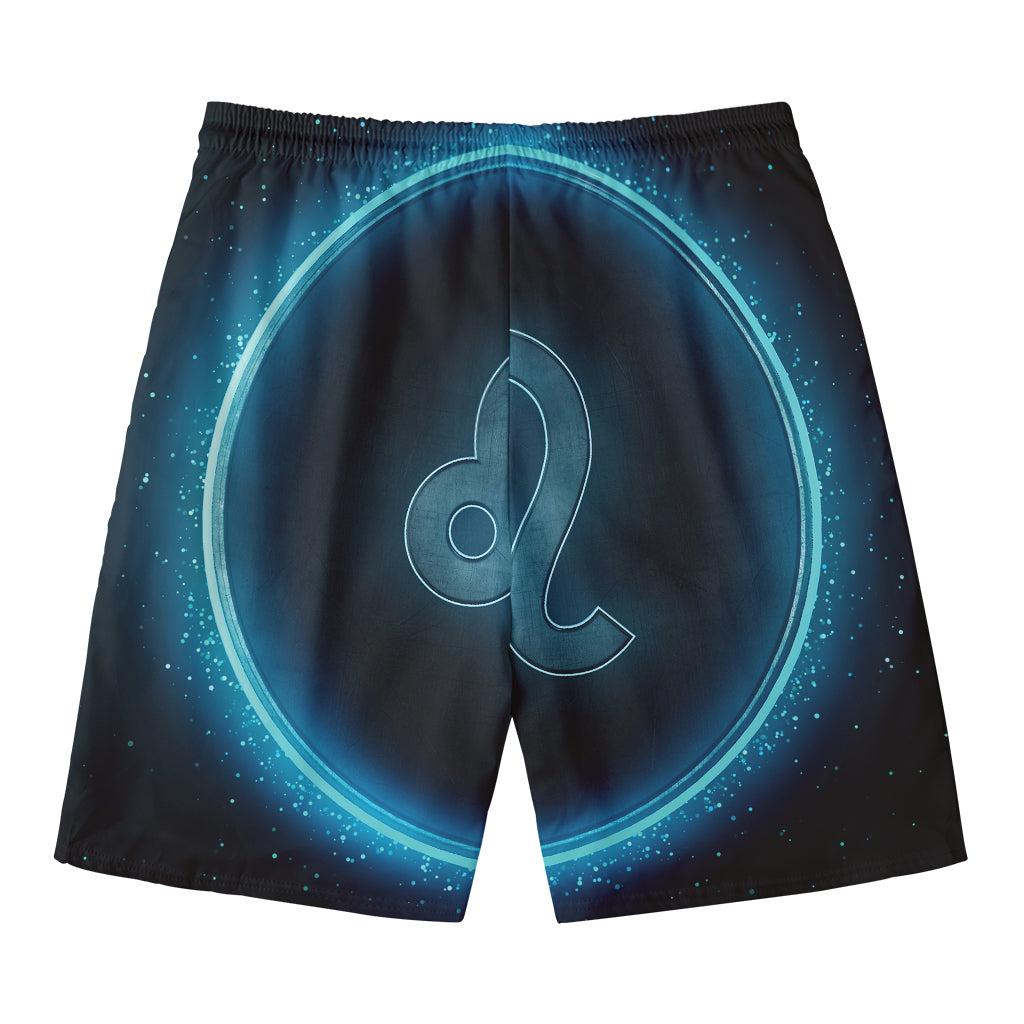 Blue Leo Zodiac Sign Print Men's Swim Trunks