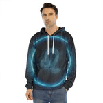 Blue Leo Zodiac Sign Print Men's Velvet Pullover Hoodie
