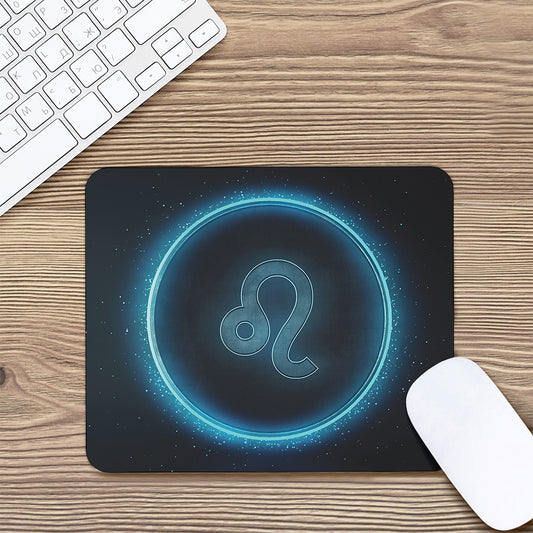 Blue Leo Zodiac Sign Print Mouse Pad