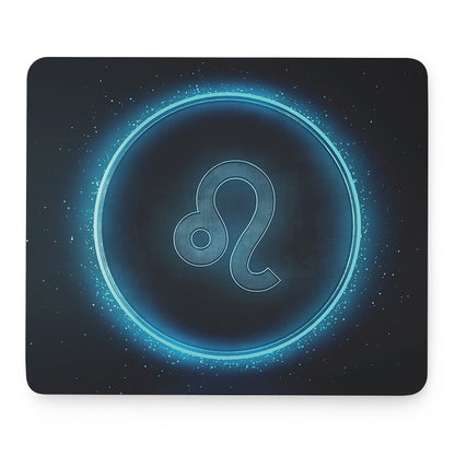 Blue Leo Zodiac Sign Print Mouse Pad