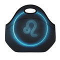 Blue Leo Zodiac Sign Print Neoprene Lunch Bag