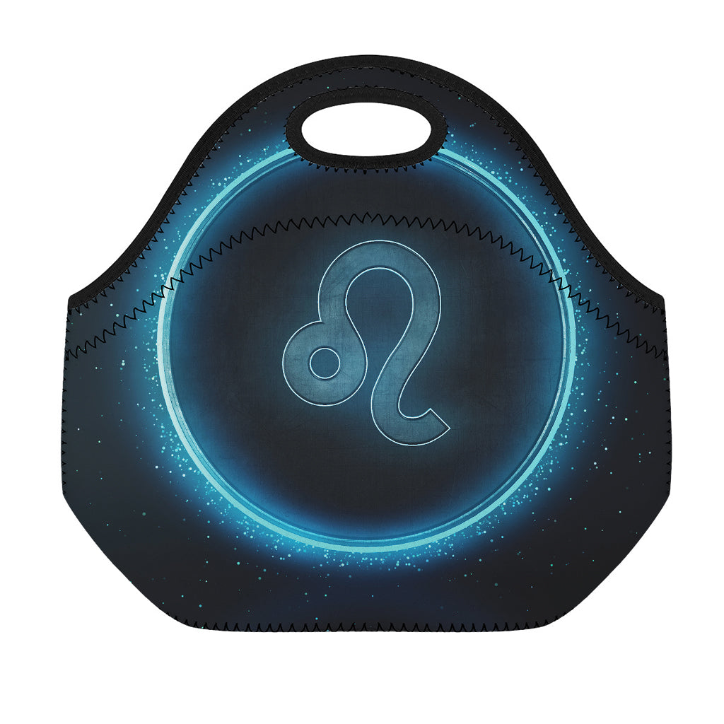 Blue Leo Zodiac Sign Print Neoprene Lunch Bag