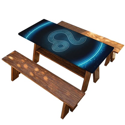 Blue Leo Zodiac Sign Print Picnic Table Cover
