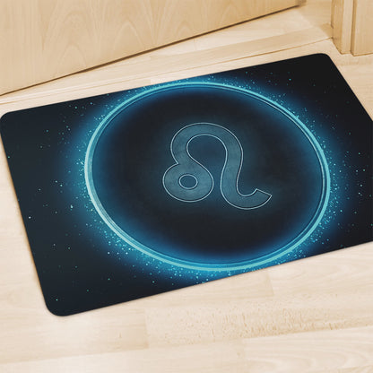 Blue Leo Zodiac Sign Print Polyester Doormat