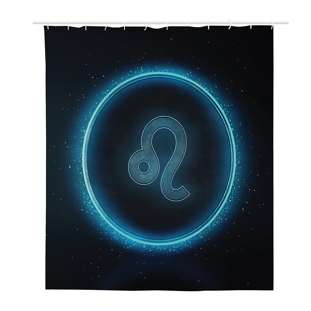Blue Leo Zodiac Sign Print Polyester Shower Curtain
