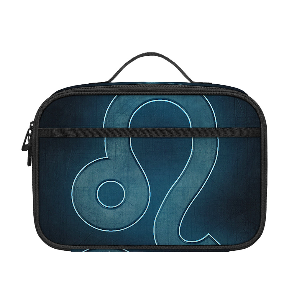 Blue Leo Zodiac Sign Print Portable Lunch Bag