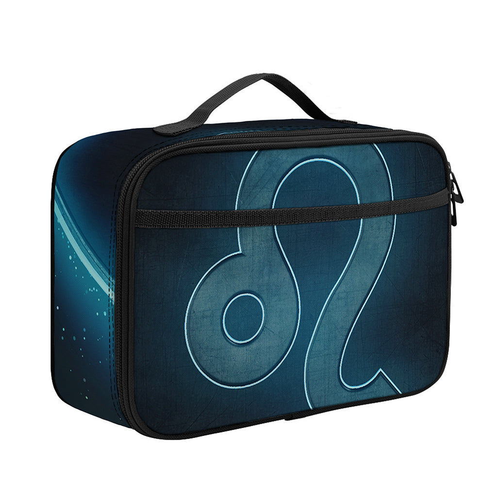 Blue Leo Zodiac Sign Print Portable Lunch Bag