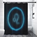 Blue Leo Zodiac Sign Print Premium Shower Curtain