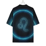 Blue Leo Zodiac Sign Print Rayon Hawaiian Shirt