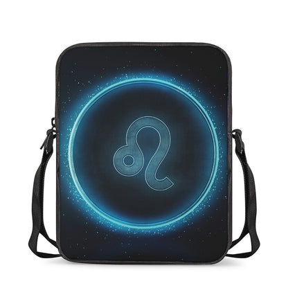 Blue Leo Zodiac Sign Print Rectangular Crossbody Bag