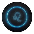 Blue Leo Zodiac Sign Print Round Blanket