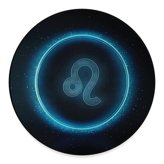 Blue Leo Zodiac Sign Print Round Floor Mat