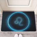 Blue Leo Zodiac Sign Print Rubber Doormat
