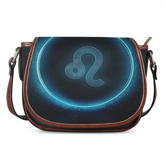 Blue Leo Zodiac Sign Print Saddle Bag
