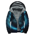 Blue Leo Zodiac Sign Print Sherpa Lined Zip Up Hoodie