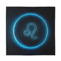 Blue Leo Zodiac Sign Print Silk Bandana