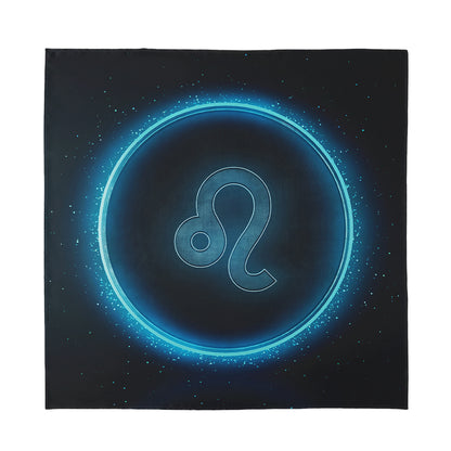 Blue Leo Zodiac Sign Print Silk Bandana