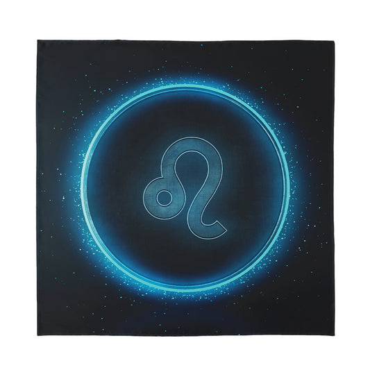 Blue Leo Zodiac Sign Print Silk Bandana
