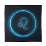 Blue Leo Zodiac Sign Print Silk Bandana