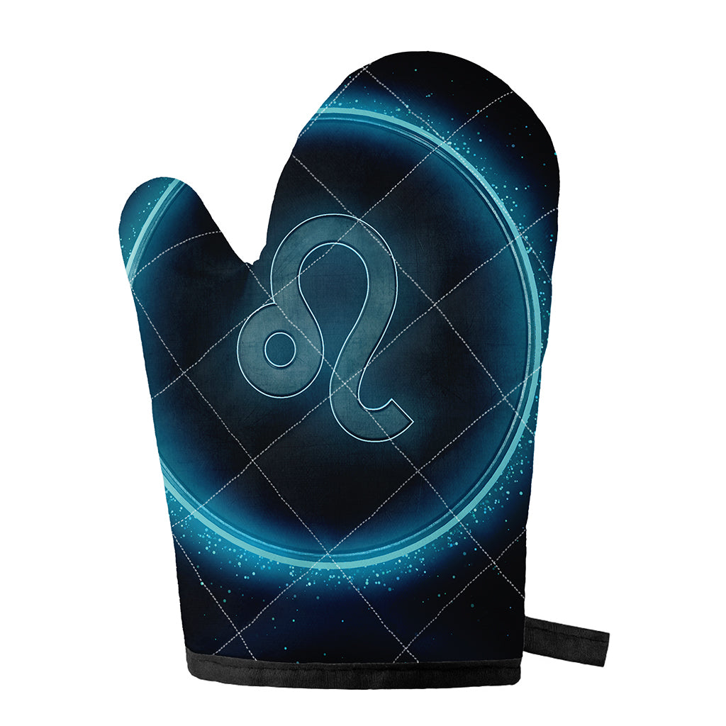 Blue Leo Zodiac Sign Print Single Oven Mitt