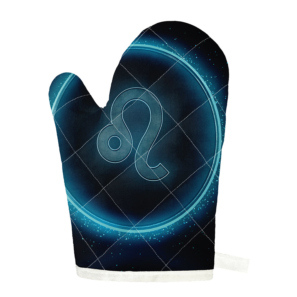 Blue Leo Zodiac Sign Print Single Oven Mitt