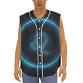 Blue Leo Zodiac Sign Print Sleeveless Baseball Jersey