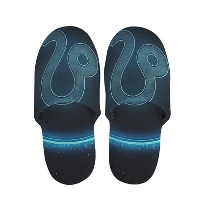 Blue Leo Zodiac Sign Print Slippers