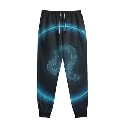 Blue Leo Zodiac Sign Print Sweatpants