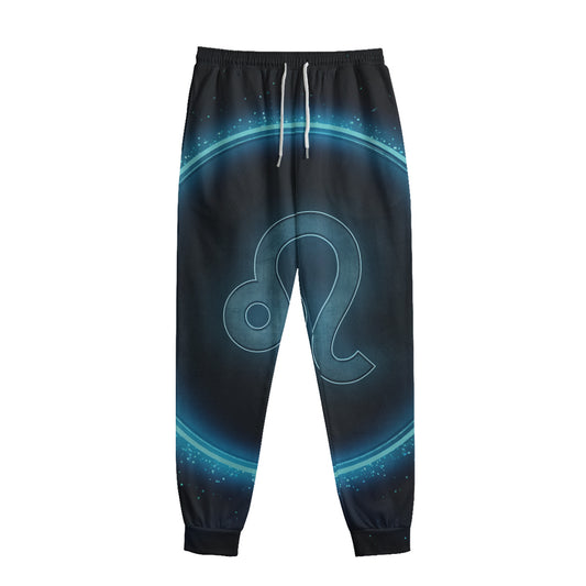 Blue Leo Zodiac Sign Print Sweatpants