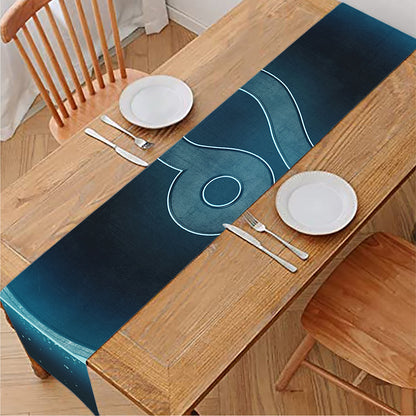 Blue Leo Zodiac Sign Print Table Runner