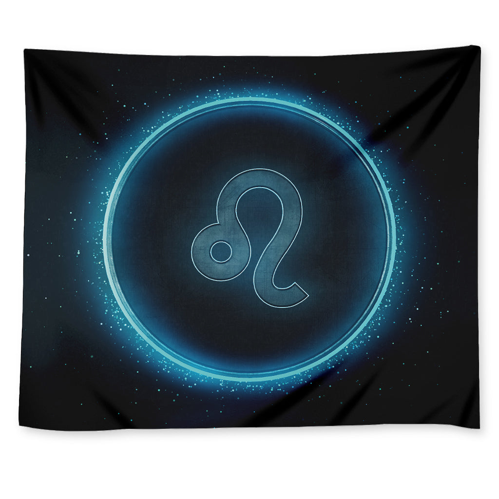 Blue Leo Zodiac Sign Print Tapestry