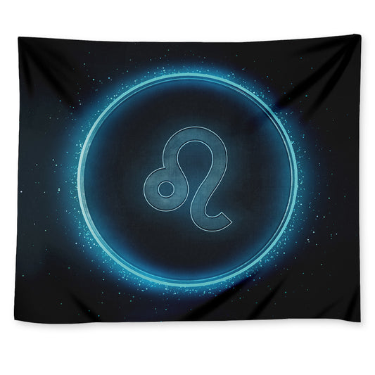 Blue Leo Zodiac Sign Print Tapestry