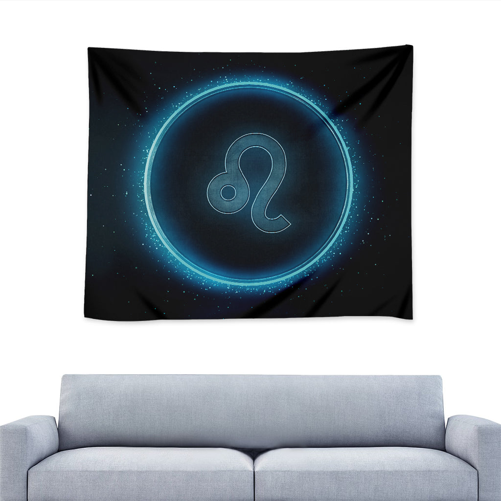 Blue Leo Zodiac Sign Print Tapestry